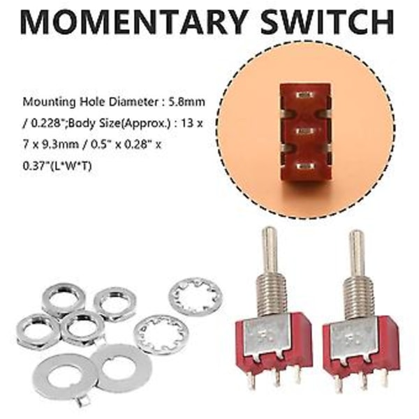 2 st AC 250V 2A 120V 5A SPDT På/Av/På 3-läges Momentär Vippströmbrytare