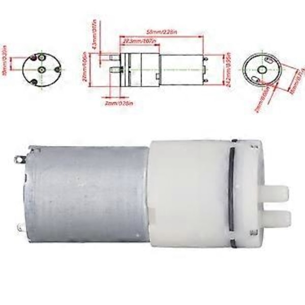 Mini Luftpump Dubbelhål Lågt Ljud Stor Luftflöde Mikro Vakuumpump för Skönhetsutrustning Industriell Apparat DC6V 250mA
