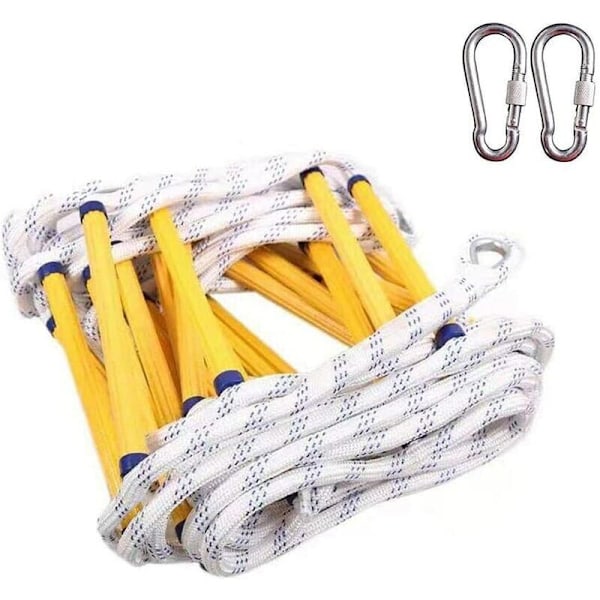 Fire Escape Rope Ladder Fire Safety Ladder Flame Resistant with 2 Carabiners - 3M