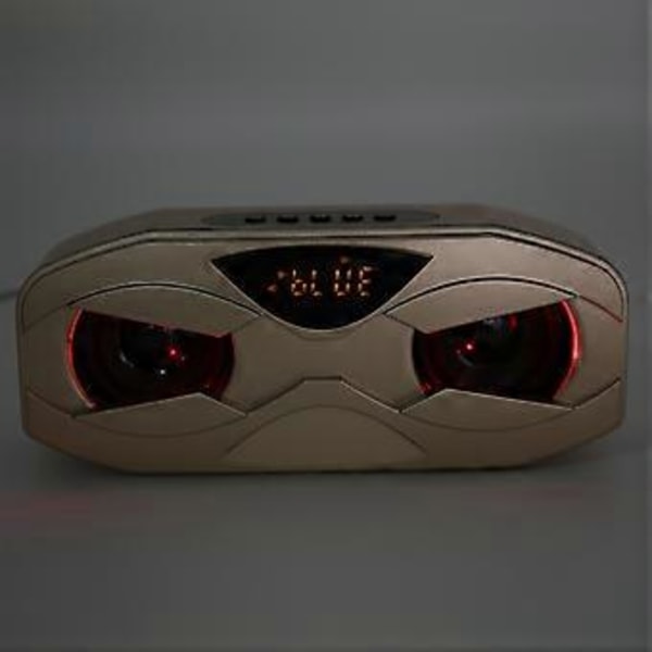 Guld Robot Högtalare: Liten Design med LED-Ljus och Inbyggd Mikrofon