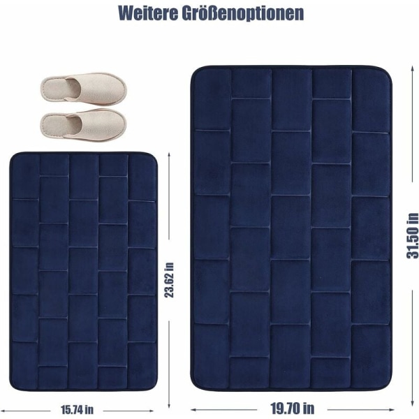 Halkskyddsmatta i minnesskum, absorberande badmattor, tvättbara badmattor, badrumsduschmatta (mörkblå, 50 x 80 cm)