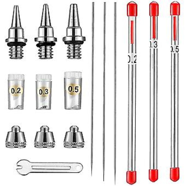 10 Delar Munstycksset med Nyckel, Ersättningsmunstycken för Airbrush