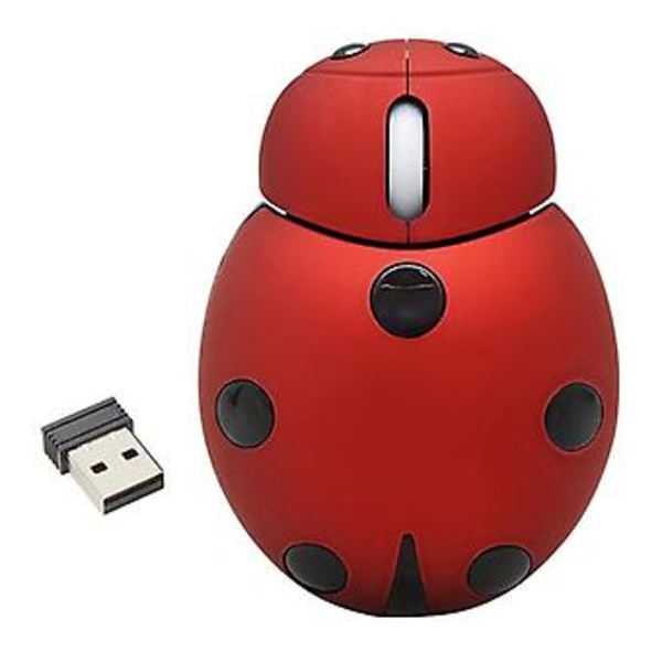 Sød Mariehøneformet Trådløs Mus med USB-modtager til Bærbar Desktop Mus