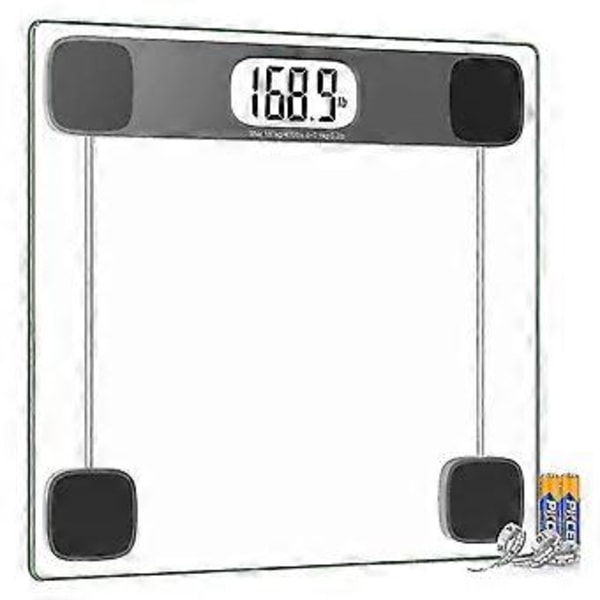 Vægt til kropsvægt Digital badevægt Vejevægt Badevægt, LCD-display Batterier og målebånd inkluderet, 180 kg