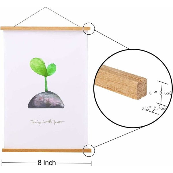 A4 magnetisk plakatramme - Træ - Til kunsttryk, soveværelse, stue og kontor Bredde: 21 cm-Fei Yu