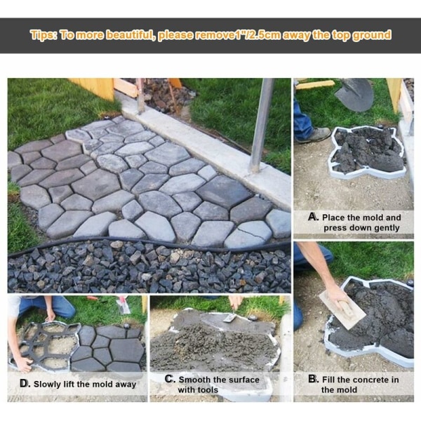 Betonform til fortov, formplader, forskalling, plastforme til betonplader til haven 42,5 x 42,5 x 4 cm