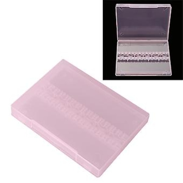 14 Hål Professionell Nagelvård Polering Slipning Borr Hållare Display Förvaringslåda Rosa