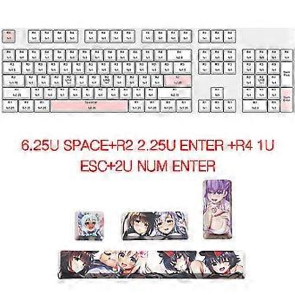 4 st Japansk Anime PBT Space Keycaps Ahegao Keycaps 6.25U ESC Spacebar Caps för Mekaniska Tangentbord Brytare Keycaps