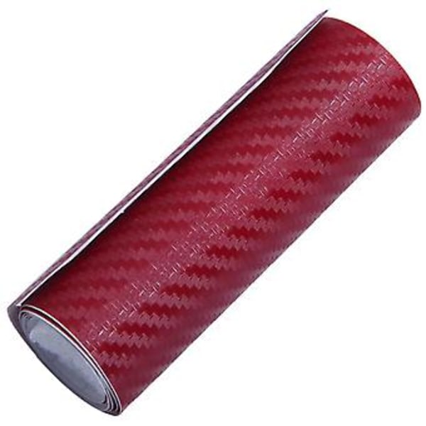 Bil Fordon DIY 3D Kolfiber Vinyl Wrap Rulle Film Klistermärke Dekal 70x10cm Vinröd