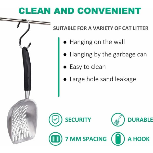Metallströskopor i aluminiumlegering för kattsand med långt handtag Lätt att rengöra för husdjur, kypertränder
