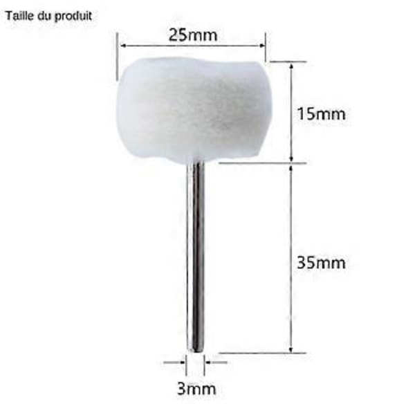 10 stk. Filt Slibespids Slibeskive 3 mm Skaft Bomuld Polering Mini Børste Til Dremel