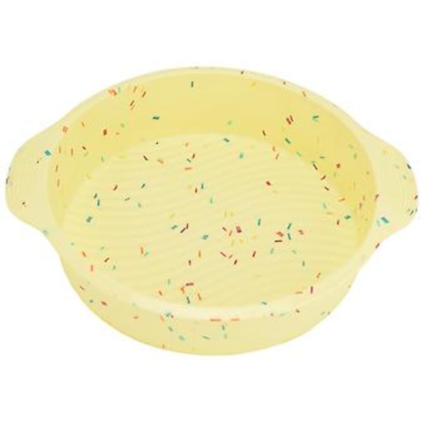 Rund Kakform Non-stick Återanvändbar Bakform med Handtag Hem Kök Bakutrustning (Gul med Färgpartiklar)