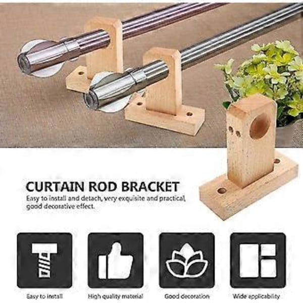 Ändfäste i trä Gardinstångsfäste Draperifäste Garderobsändfäste Garderobsstångshållare Duschdraperitillbehör 3cm [xc]