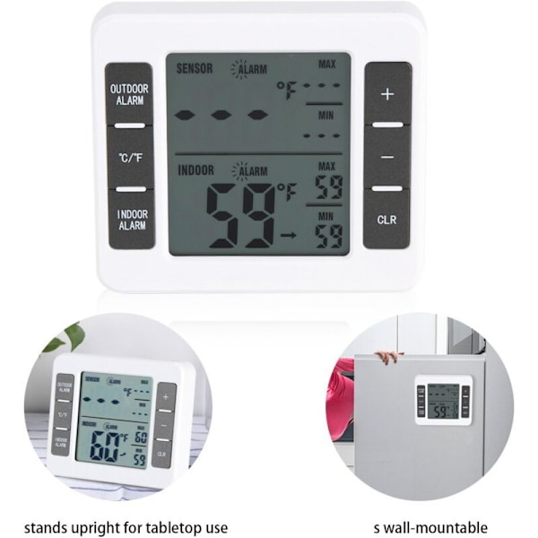 Trådlös digital frys termometer inomhus/utomhus temperatursensor med ljudlarm