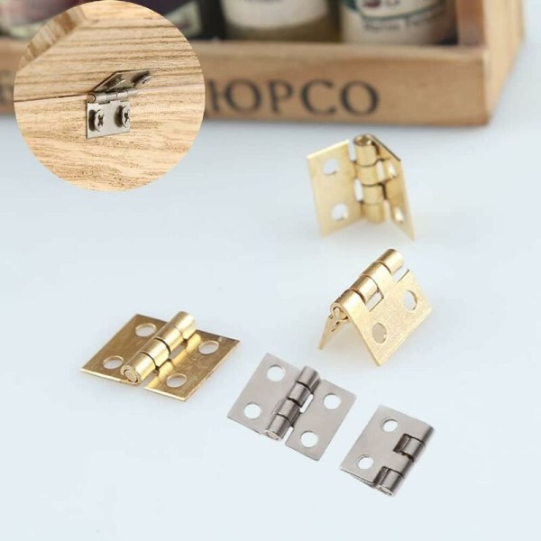 100 kappaletta pieniä minisaranoita, taittuvia peräsaranoita, miniatyyrihuonekalusaranoita ruuveilla, DIY-puukorurasiaan, nukkekoteihin,