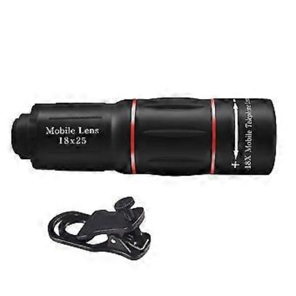 18x25 Monokulær Universal Telefoto Zoom Clip-On Mobiltelefon Linse