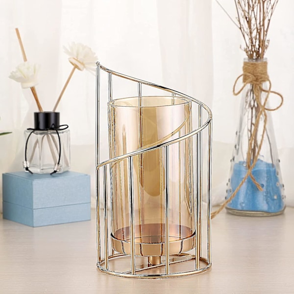 Geometrisk søjleformet lysestage Dekorativ lysestage Metal Tealight-holder