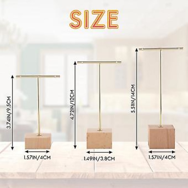 3-delad Mode T-bar Smyckesdisplay Rack Stativ Hängare
