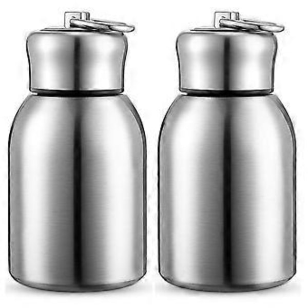 2 st 300ml Mini Vattenflaska i Rostfritt Stål, Smal Isolerad Termosflaska, Liten Vakuum Varm Kall Vattenflaska i Bulk