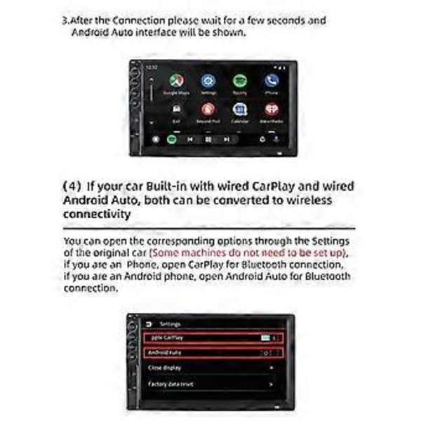 Trådløs Carplay Adapter - Konverter Kablet til Trådløs Carplay Dongle Plug & Play - til IOS og til Android Auto