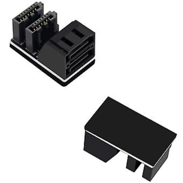 1 st Dubbel Sata 7pin Hona Till Dubbel 7pin Hane 90 Graders Vinklad Adapter Moderkort Sata Adapter Fo