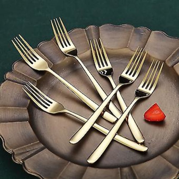 6 Dele Rustfrit Stål 8 Tommer Bestiksæt Dessertgafler Spisegafler Salatgafler Til Hjemmet.