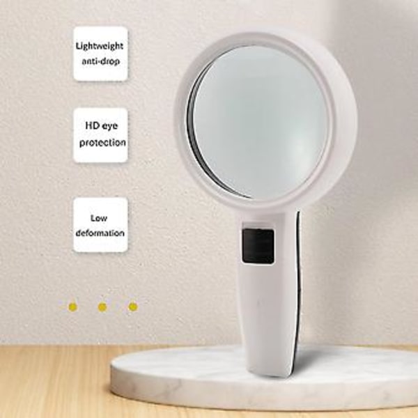 Håndholdt Forstørrelsesglas 30x Dobbelt Lag 110mm Belyst Læseforstørrelsesglas Med LED Lys