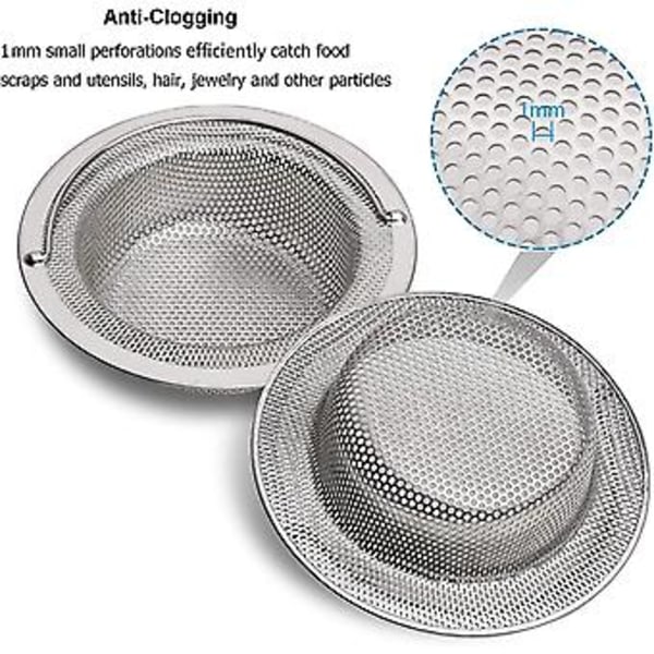 Ruostumattomasta teräksestä valmistettu keittiön tiskialtaan tiheäreikäinen kahvasiivilä 11cm 2 kpl (4-d-w)