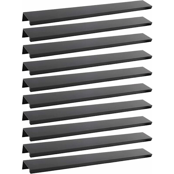 Lot af 10 sorte håndtag sorte møbelhåndtag - usynligt håndtag sort køkkenmøbelhåndtag mat sort møbelhåndtag i aluminiumslegering Spaci