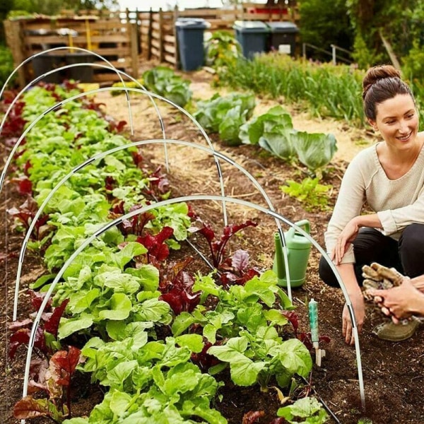 Sæt med 18 bøjler til hævet tunneldrivhus, der udgør en glasfiberdyrkningsramme til dine planter i haven-Fei Yu