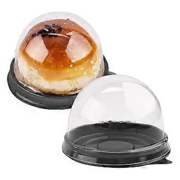 50-pakning Mini Cupcake Beholdere Klar Plastkakeboks med Kuppellokk for Muffin Månekake Dessert Ost Bakverk