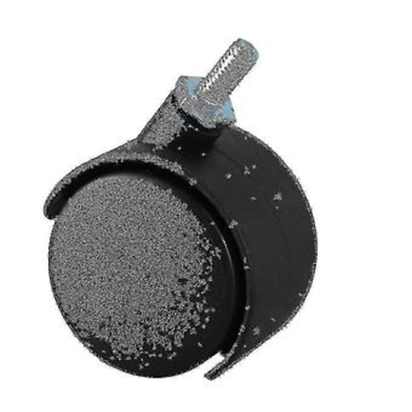 4x 6mm Gjenget Stamme 40mm Dobbel Hjul Roterbar Hjul Svart