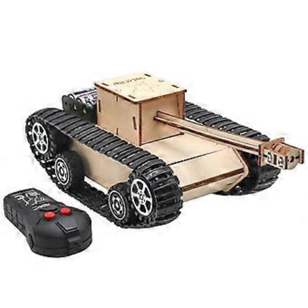 DIY Trävetenskapliga Experimentkit för Barn - Fjärrstyrd Terränggående Bandvagn, Elektrisk Motor Byggprojekt för Barn