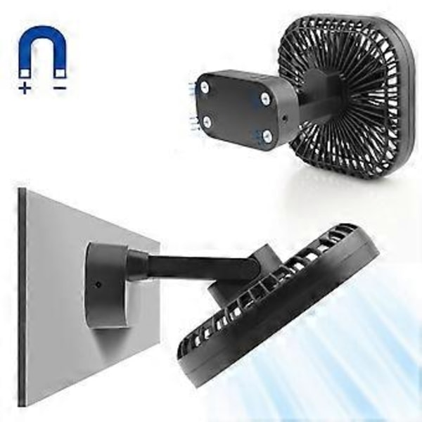 Pieni Pöytätuuletin USB Ladattava Tuuletin Ajastimella Vahva Tuuli 3 Nopeutta 7 Tuuletinlapainen Kannettava Hiljainen Toimisto Retkeily Musta
