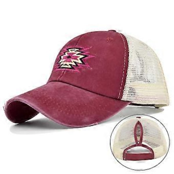 Broderad baseballkeps tredimensionell broderad skärmkeps kors hästsvans hatt skugga elastisk hästsvans baseballkeps