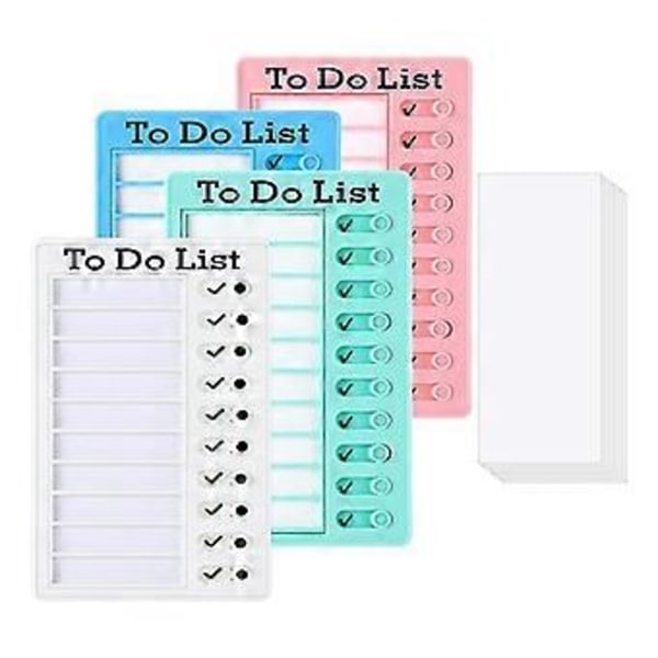 4 stk. To Do List Tavle Tørrslettbar Memo List Tavle Oppgaveoversikt RV List Tavle med 10 Tørrslettbare Ark