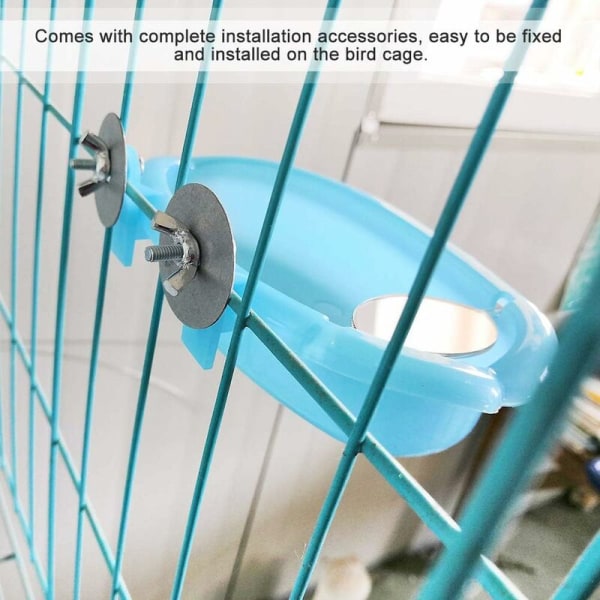 Parrot Bathtub Bird Bath Shower Box With Mirror Hanging Bathtub Toy Bird Cage Accessory (Blue)