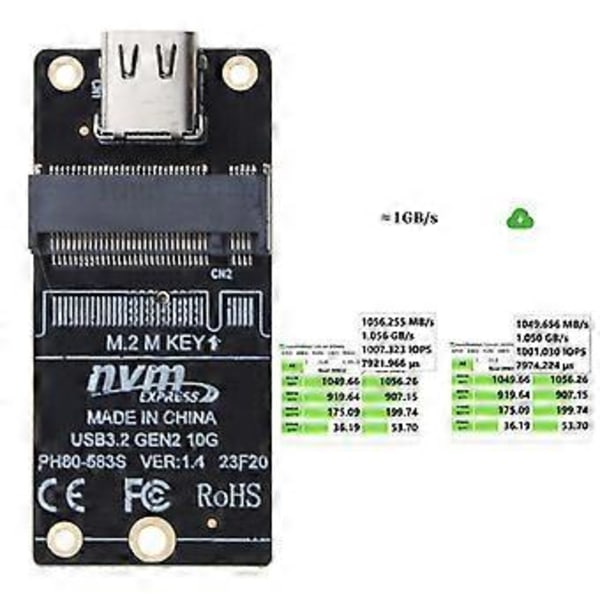 TYPE-C - M2 -sovitin M2 NVMe SSD -kotelosovitin M.2 M-Key - USB 3.1 Type-C