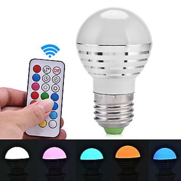 E27 3W RGB LED Färgskiftande Ljuslampa med Fjärrkontroll