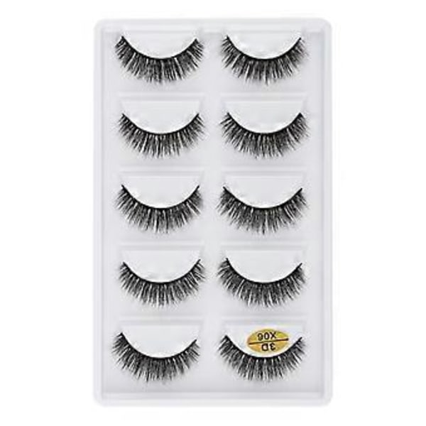 3DX-06 5 Par Naturliga Mjuka 3D Lösögonfransar Handgjorda Falska Ögonfransar Faux Cils Smink