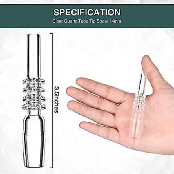 6 Stykker Klar Kvarts Rør Tip Kvarts Rør Sugerør Glas Sugerør Genanvendelige Sugerør Kvarts Tip (14 Mm)