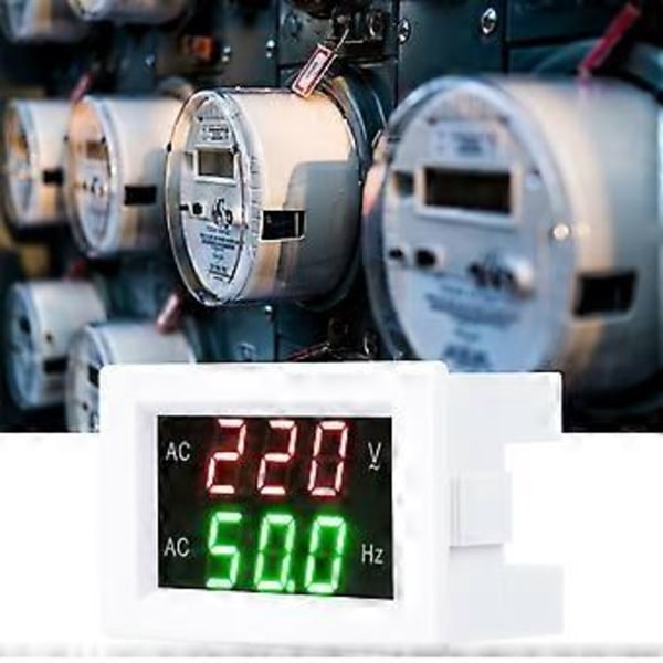 Generator Dubbel Display LED Digital AC Voltmeter Frekvensmätare Testverktyg (Vit)