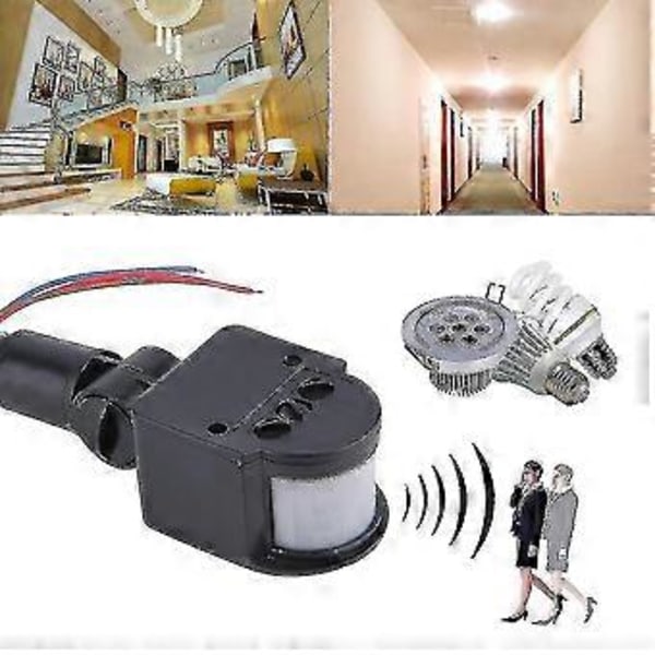 Automaattinen infrapuna PIR liiketunnistin kytkin LED-valoille, 1 kpl, harmaa