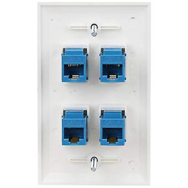 Ethernet Veggkontakt 4 Port Veggplate Hunn-hunn Kompatibel Med For Cat7/6/6e/5/5e Ethernet Enheter