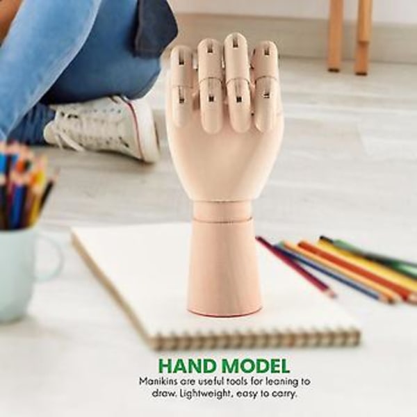 18*6cm Trä Ledad Höger Hand Skyltdocka Modell Gåva