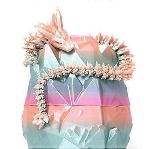3D-tulostettu lohikäärme munassa, täysin nivelletty Crystal Dragon -työpöytälelu, koti-/toimistosisustus joulu, tyyli 2