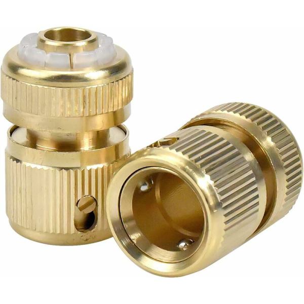 2 stk. Slangeende Hurtigkoblinger Fittings 1/2 Slange Rør Messing Have Slange Kobling Hurtigkobling Dele Hardware til Havevandingsslange Pip