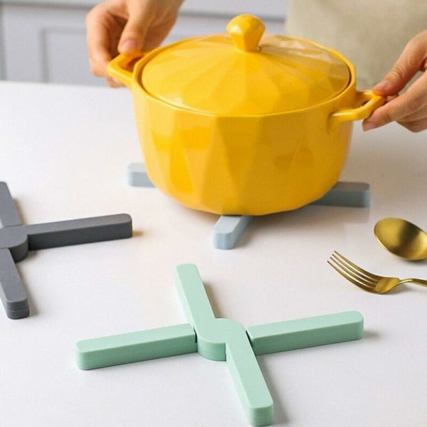 Hopfällbar SiliCone Grytunderlägg SiliCone Grytunderlägg Mat Grytlapps Värmebeständig Halkskydd Hållbar för Köksgryta Rätter Tallrikar (Grå, 3 st)-Fei Yu