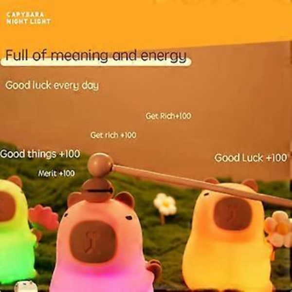 Capybara Sovelampe Indbygget Batteri Dyre Sengelampe Natlampe Silikone Capybara Form Børnelamper til Børn