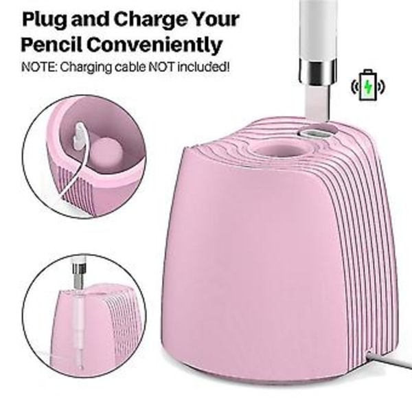 Bärbar Stylus Pen Laddningsstation Tillbehör Ställ Silikon Förvaring Laddare Hållare För 1/2-rosa